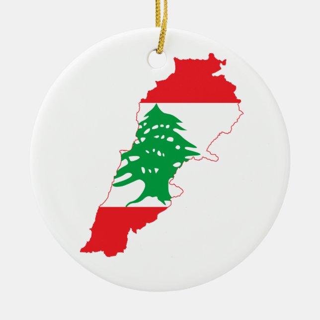 Der Libanon-Flaggen-Karte Keramik Ornament (Vorne)