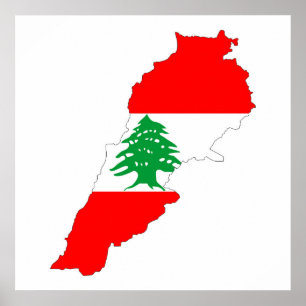 der Libanon-Landesflaggekarten-Formsymbol Poster