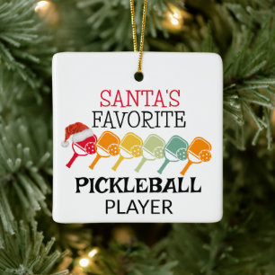 Der Lieblings-Pickleball-Spieler des Weihnachtsman Keramikornament