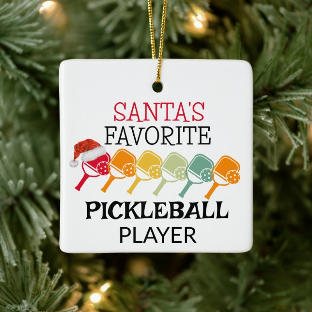 Der Lieblings-Pickleball-Spieler des Weihnachtsman Keramikornament (Baum)