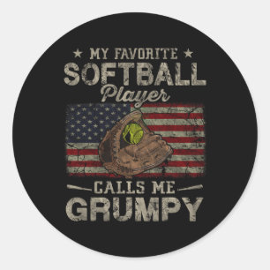 Der Lieblings-Softball-Spieler nennt mich Grumpy V Runder Aufkleber