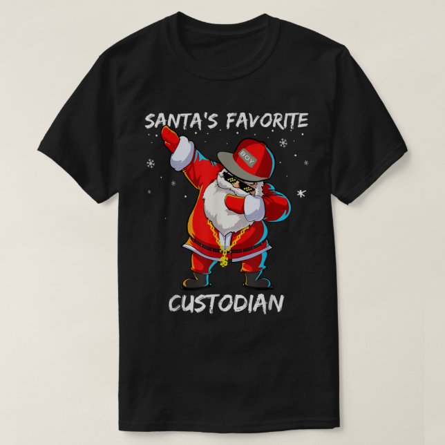 Der LieblingsCustodian Funny Dabbing Santa Chr T-Shirt (Design vorne)