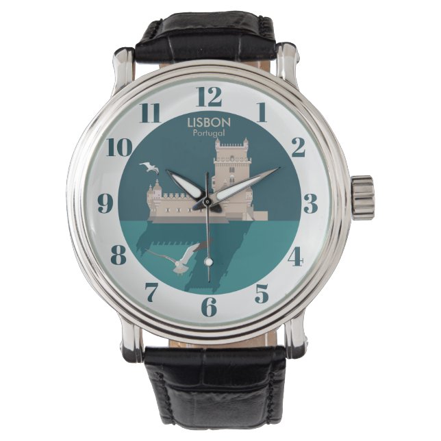 Der Lissaboner Turm von Belem im Stil eines alten  Armbanduhr (Vorderseite)