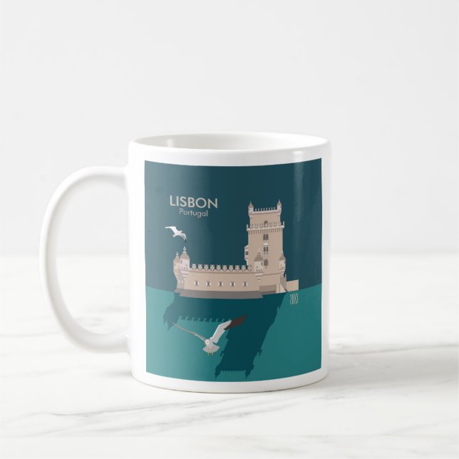 Der Lissaboner Turm von Belem im Stil eines alten  Kaffeetasse (Links)