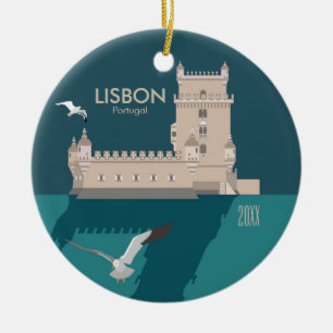 Der Lissaboner Turm von Belem im Stil eines alten  Keramik Ornament