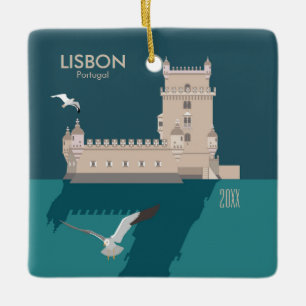 Der Lissaboner Turm von Belem im Stil eines alten Keramikornament