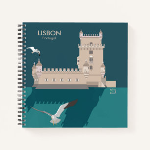 Der Lissaboner Turm von Belem im Stil eines alten  Notizbuch