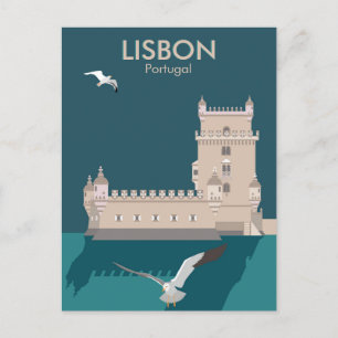 Der Lissaboner Turm von Belem im Stil eines alten  Postkarte