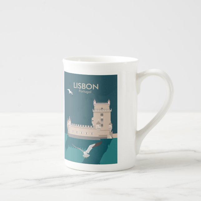 Der Lissaboner Turm von Belem im Stil eines alten  Prozellantasse (Rechts)