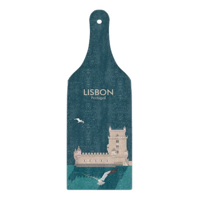 Der Lissaboner Turm von Belem im Stil eines alten  Schneidebrett (Vorderseite)