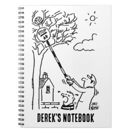 Der Lollipop-Mann hilft, einen Ball von einem Baum Notizblock