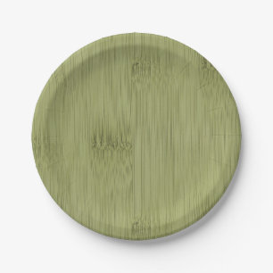 Der Look von Bamboo in Olive Moss Green Wood Grain Pappteller