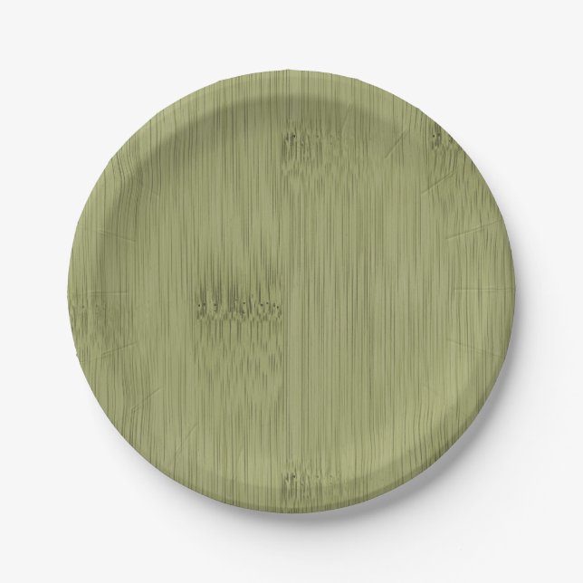 Der Look von Bamboo in Olive Moss Green Wood Grain Pappteller (Vorderseite)