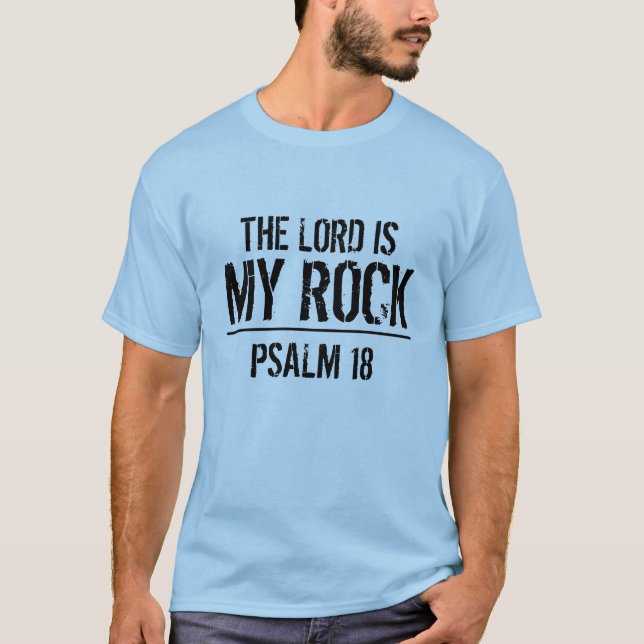 Der Lord ist mein T - Shirt Felsenbibelvers Psalms (Vorderseite)