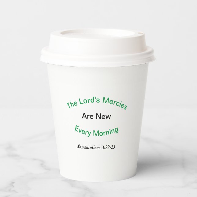 Der "Lord's Mercies Paper Cup" Pappbecher (Vorderseite)