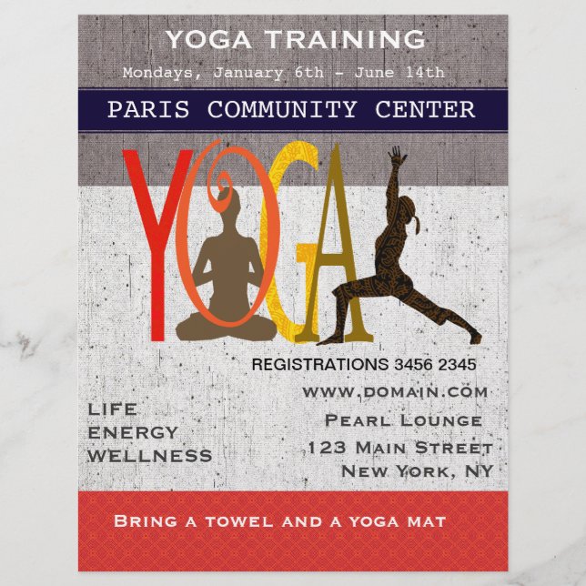 Der Lotus. Der Krieger. Yoga für niedliche Übungen Flyer (Vorne)