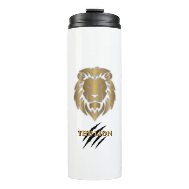 Der Löwe Gold & Schwarz Grafik-Mug Thermosbecher (Vorderseite)