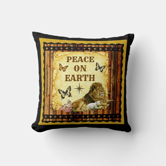 Der Löwe legt mit dem Lamm nieder Kissen (Vorderseite)