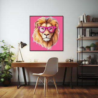 Der Löwe mit rosa Brillenplakat Poster