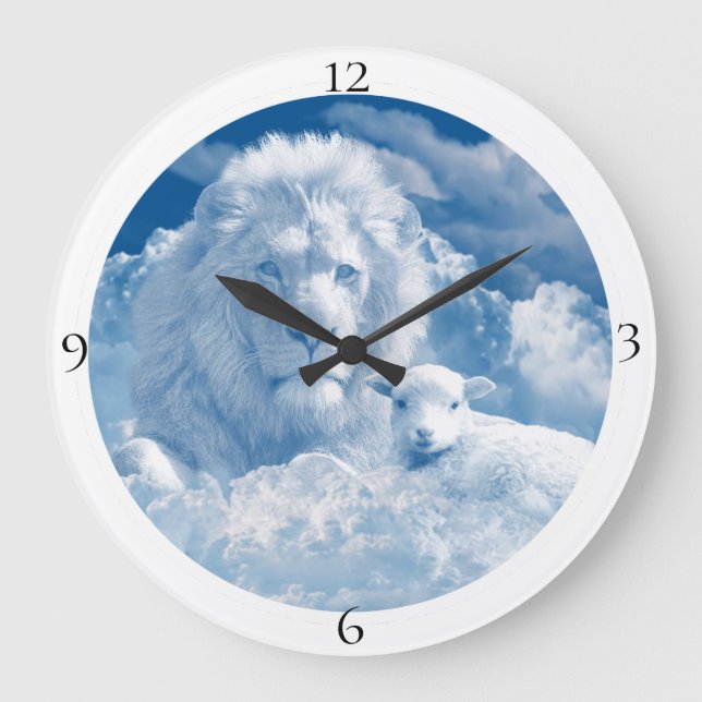 Der Löwe und die Lamm-Wanduhr Große Wanduhr (Vorderseite)