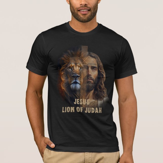 Der Löwe von Juda & Kreuz Jesu Schwarzen T - Shirt (Vorderseite)