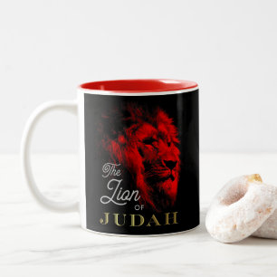Der Löwe von Judah Black Red Gold Christlich Zweifarbige Tasse