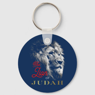 Der Löwe von Judah Navy Blue Red Gold Christlich Schlüsselanhänger