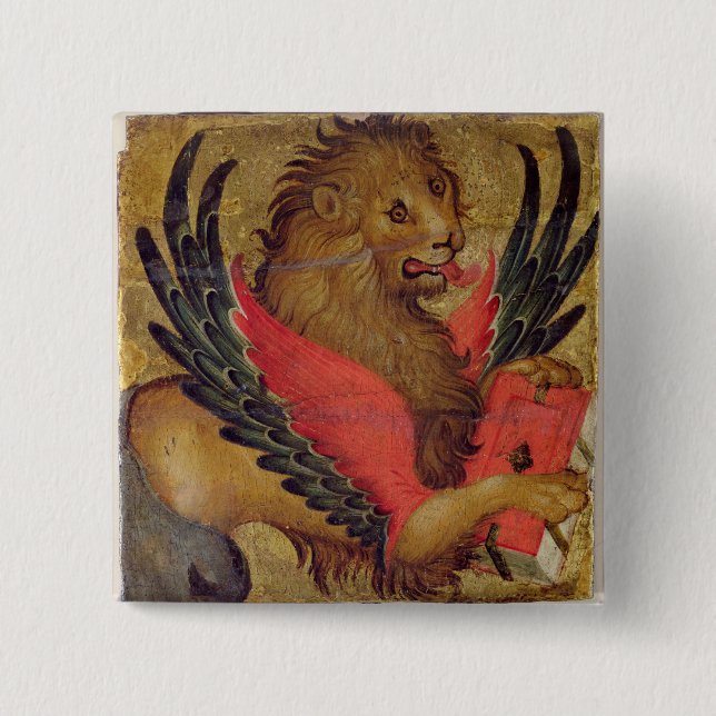 Der Löwe von St Mark (Öl auf Platte) Button (Vorderseite)