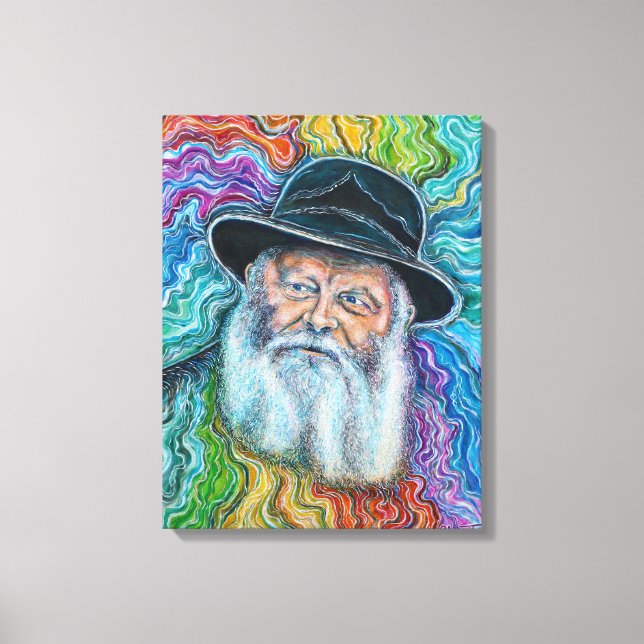 Der Lubavitcher Rebbe Rainbow Leinwanddruck (Vorderseite)