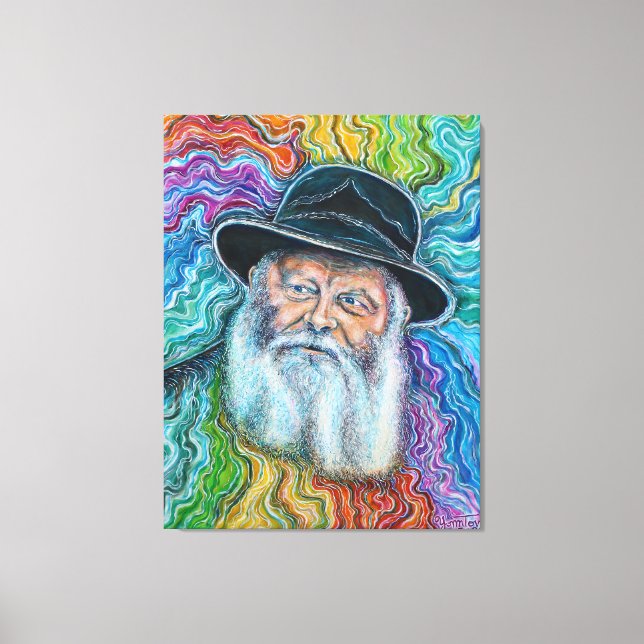 Der Lubavitcher Rebbe Rainbow Leinwanddruck (Vorderseite)