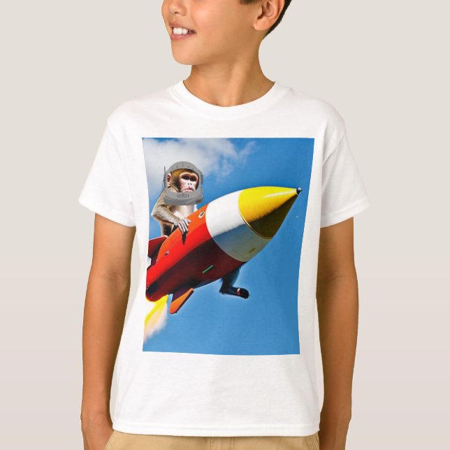 Der lustige Affe auf einer Rakete T-Shirt (Vorderseite)