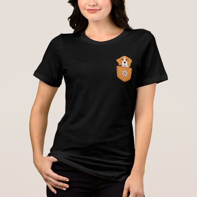 Der lustige Beagle in der Tasche Tri-Blend Shirt (Vorderseite)