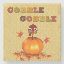 Der lustige Erntedank Türkei in Pumpkin Steinuntersetzer