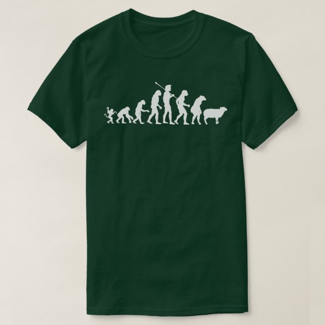 Der lustige Evolution-Mann wird ins Schaf verwande T-Shirt (Design vorne)