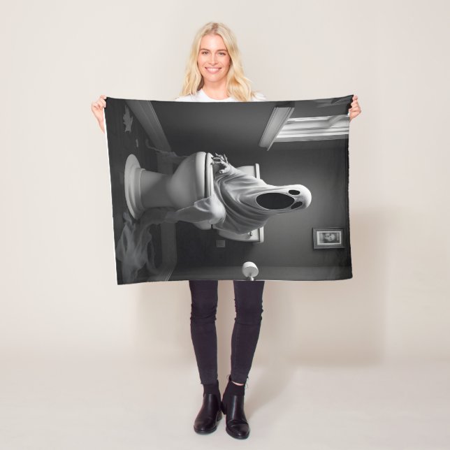 Der lustige Geist sitzt auf der Toilette Fleecedecke (Beispiel)