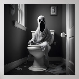 Der lustige Geist sitzt auf der Toilette Poster