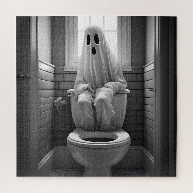 Der lustige Geist sitzt auf der Toilette Puzzle (Vertikal)