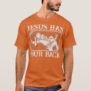 Der lustige Grappling Jesus hat seinen Rücken T-Shirt