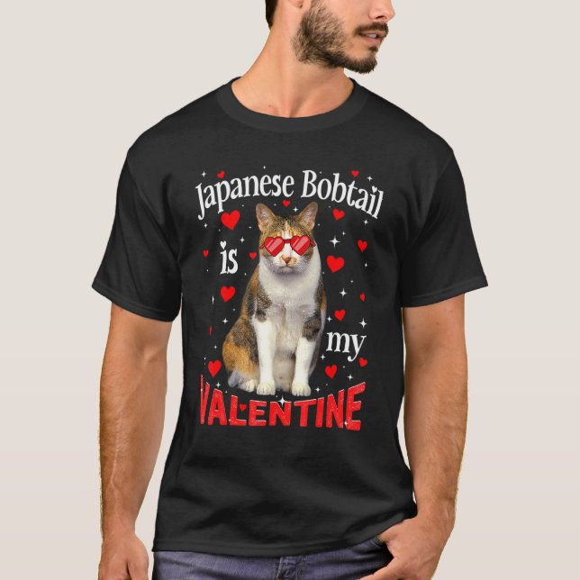 Der lustige japanische Bobtail ist mein Valentine  T-Shirt (Vorderseite)