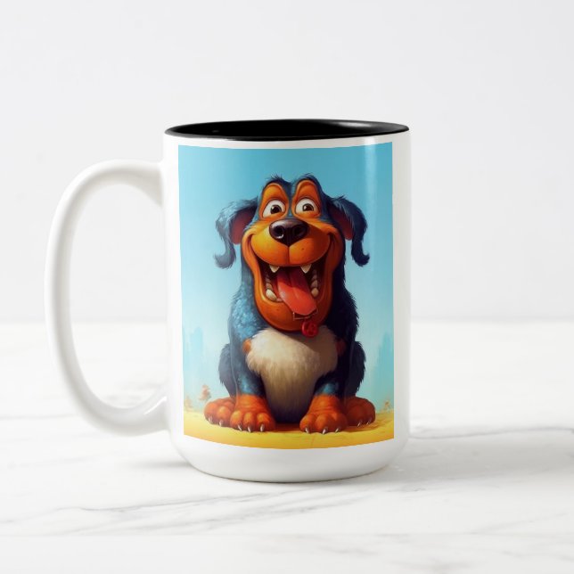 Der lustige Monster Hund: Slobbering Sasquatch Zweifarbige Tasse (Links)