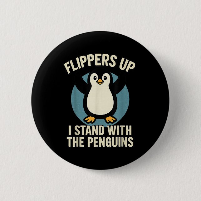 Der lustige Pinguin zieht mich hoch und steht mit  Button (Vorderseite)