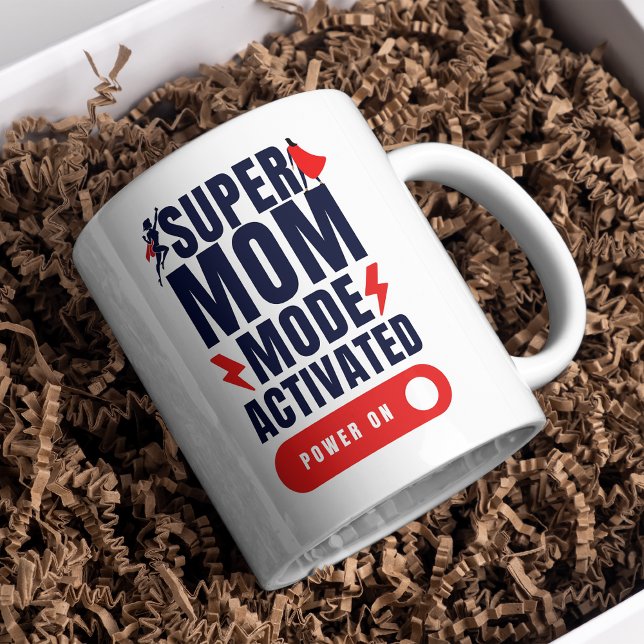 Der lustige Super-Mama-Modus aktiviert Quote Mutte Kaffeetasse (Von Creator hochgeladen)