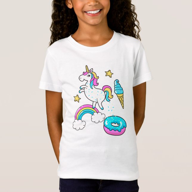 Der lustige Unicorn, der Regenbogen kackt, T-Shirt (Vorderseite)