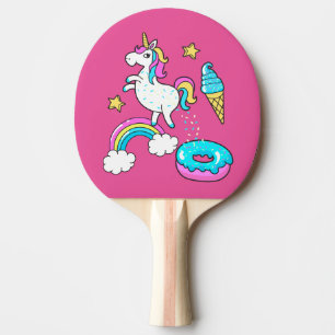 Der lustige Unicorn, der Regenbogen kackt, Tischtennis Schläger