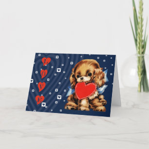 Der lustige Vintage Welpenvalentinstag Feiertagskarte