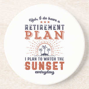 Der lustige, wiederkehrende Ruhestandsplan sieht d Getränkeuntersetzer