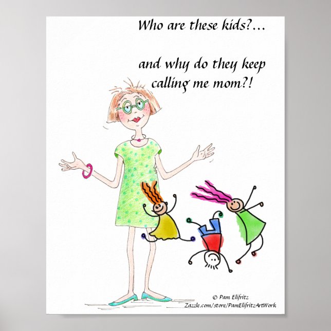 Der lustige zeichn von Mutter, verblüfft von ihren Poster (Vorne)