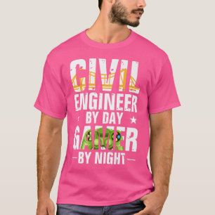 Der lustige Zivile Ingenieur am Tag Gamer am Abend T-Shirt