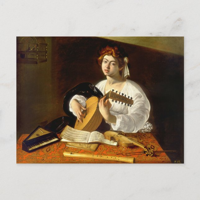 Der Lute Player - Caravaggio Postkarte (Vorderseite)