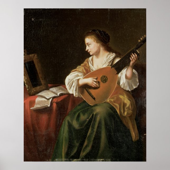 Der Lute Player (Öl auf der Tafel) Poster (Vorne)
